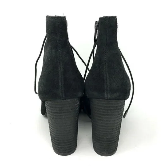 Fergie Riviera Peep Toe Booties Black Leather 9.5 - Picture 5 of 8